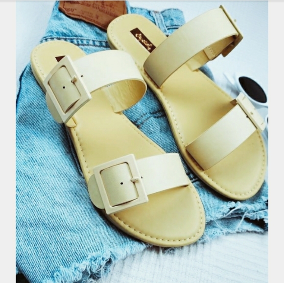 Shoes - La Playa// double buckle yellow sandal Shoes - La Playa// double buckle yellow sandal